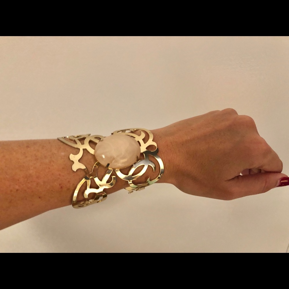 Gold and Pink Stone Bracelet